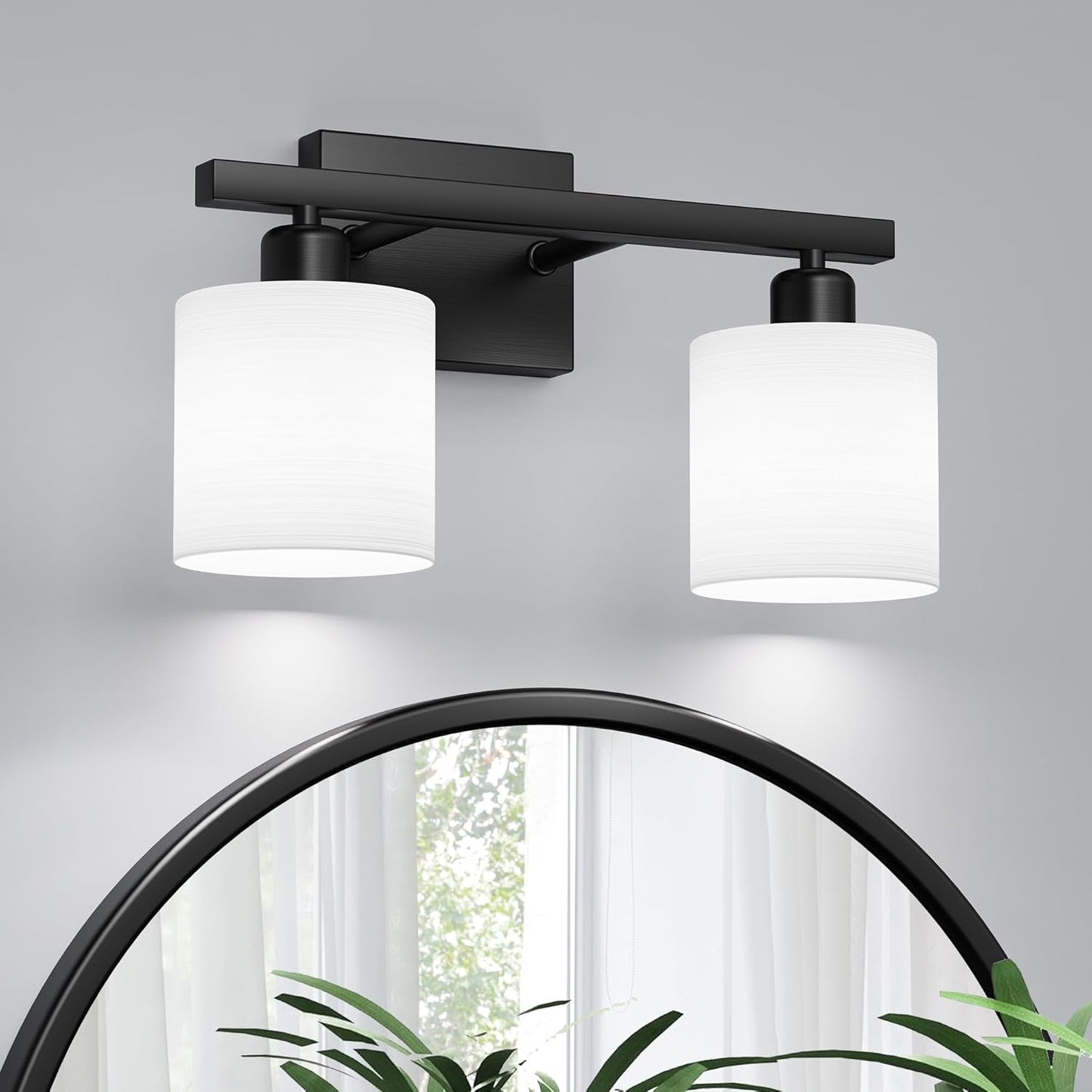 Modern Bathroom Vanity Light with Textured White Glass Shade