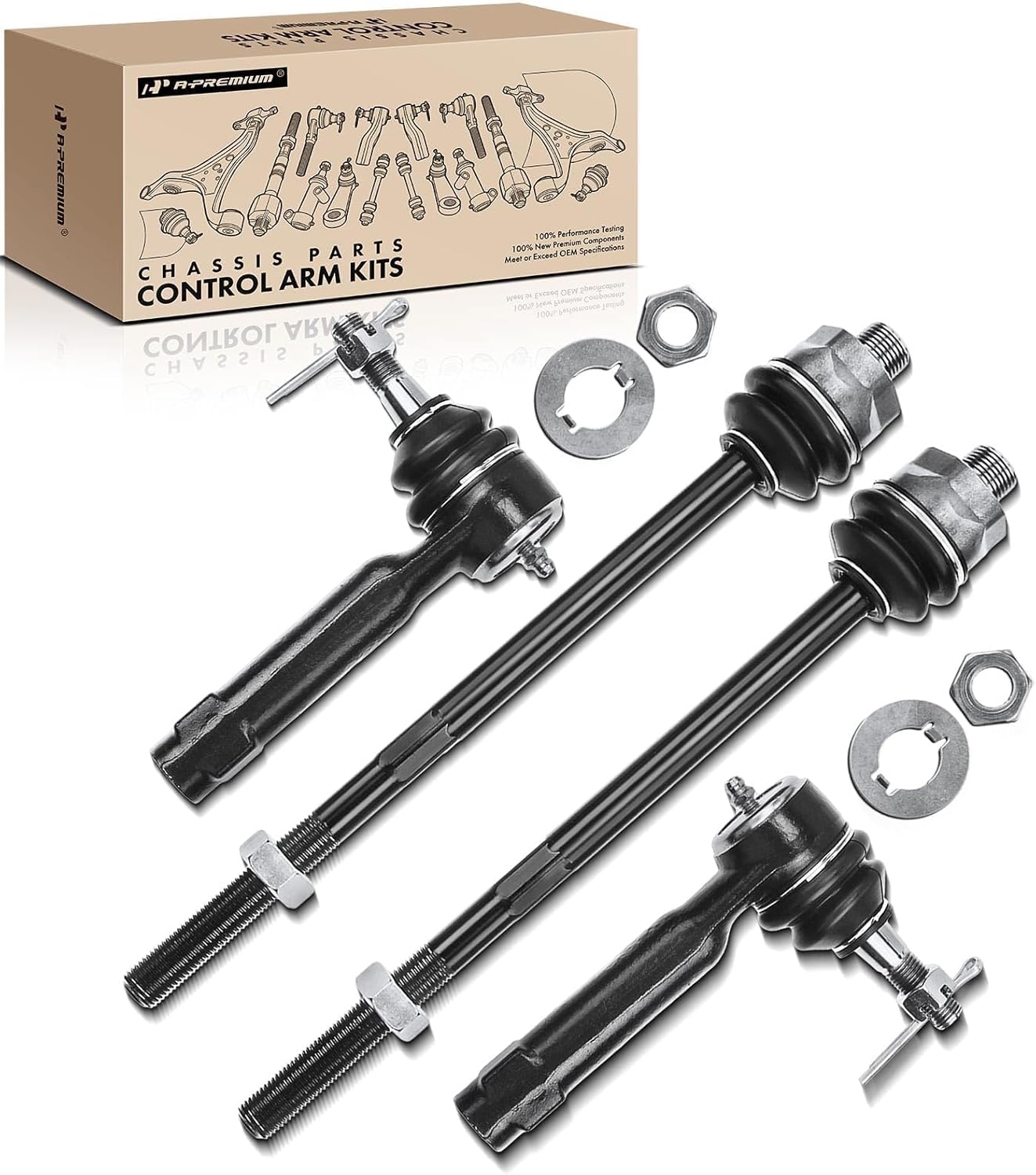 A-Premium Tie Rod Ends Kit for Chevy GMC Cadillac Vehicles