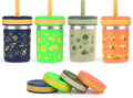 15 oz Stainless Steel Kids Cups 4-Pack - Snack + Straw Lids