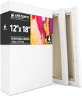 Stretched Canvas 12 in x 18 in Pack of 4 - Pre-Primed Cotton Canvases