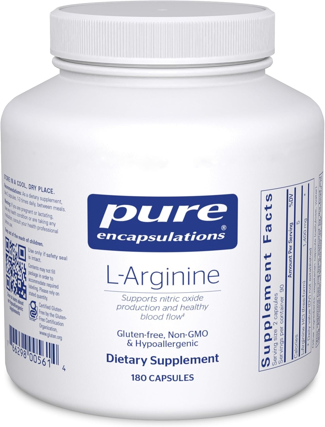 L-Arginine 1,400 mg Capsules for Heart Health & Blood Flow
