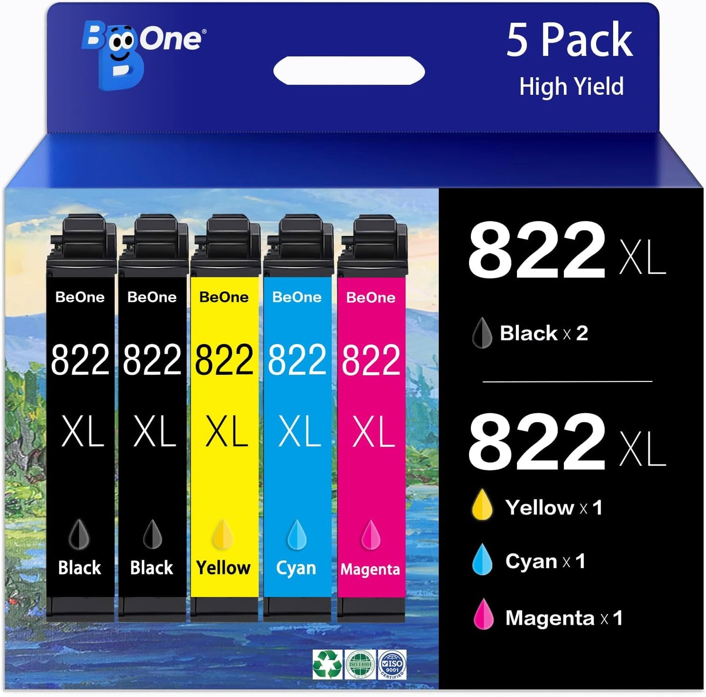 BeOne 822XL Ink Cartridges High Yield for Epson Printers