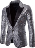 Cloudstyle Mens One Button Sequin Dress Suit Jacket - Party Tuxedo 2