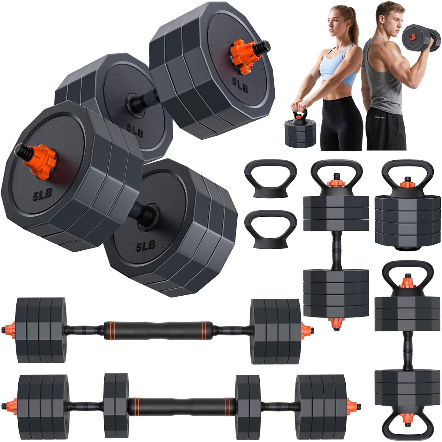 Adjustable Dumbbells Set for Home Gym Workout - 4 in 1 Design