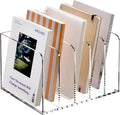 YUXUN Acrylic Magazine Holder Clear Desk Organizer - 5 Compartments