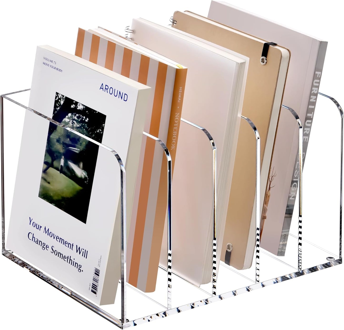 YUXUN Acrylic Magazine Holder for Organized Desk Storage Solutions
