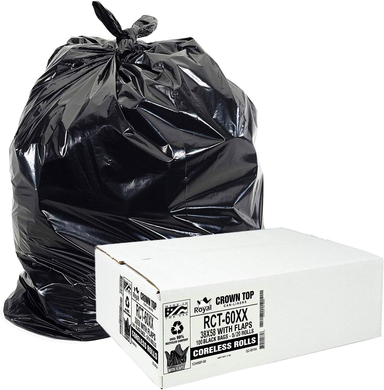 RCT-60XX Star Sealed Coreless Rolls - Tough 60 Gal Trash Bags