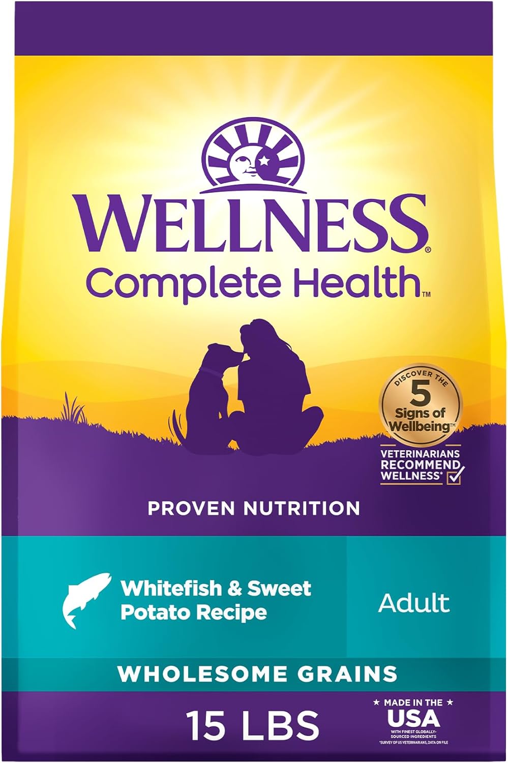 Wellness Complete Health Dry Dog Food for Adult Dogs, 15-Pound