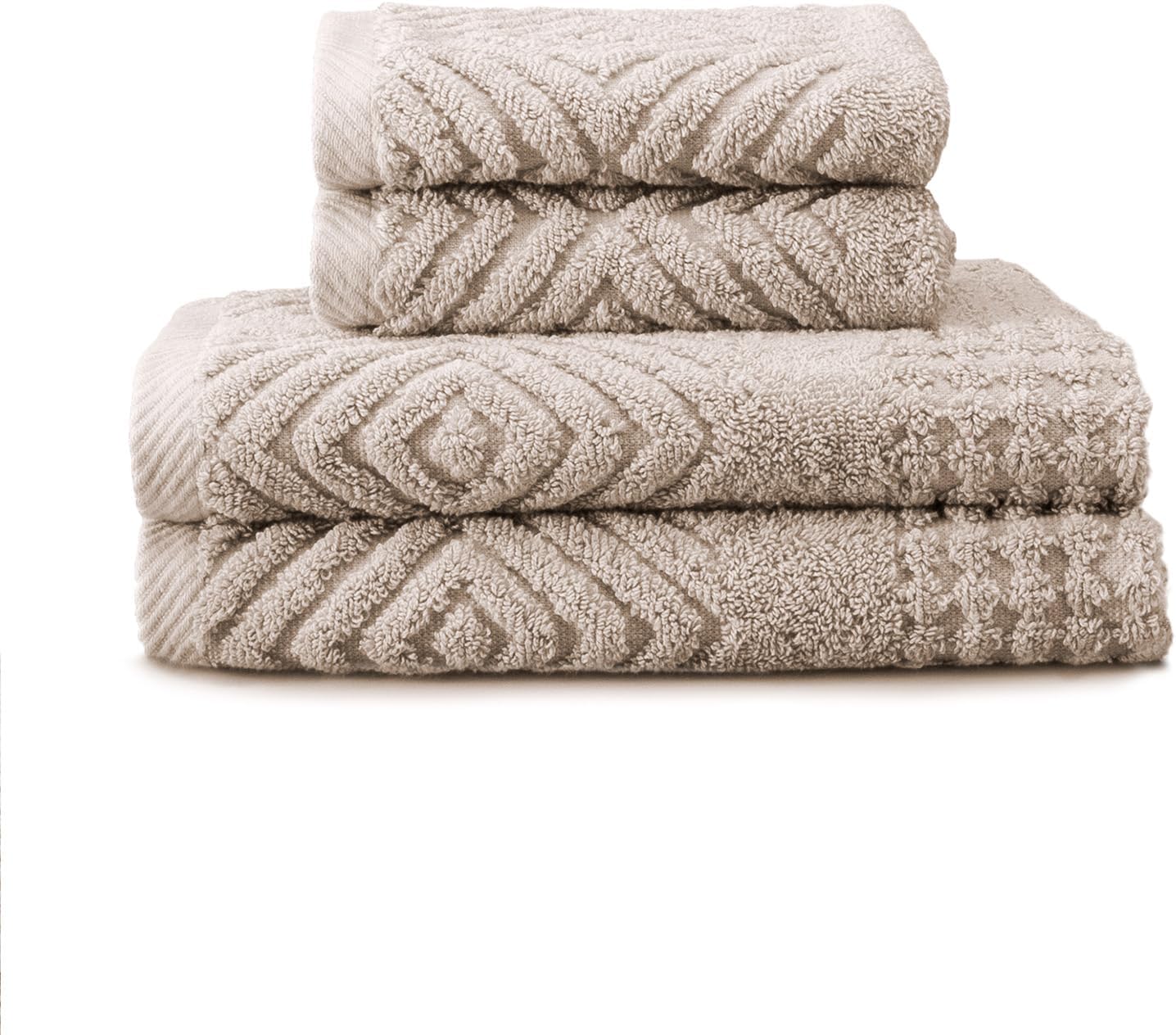 Luxurious 100% Organic Cotton Diamond Jacquard Bath Towel Set
