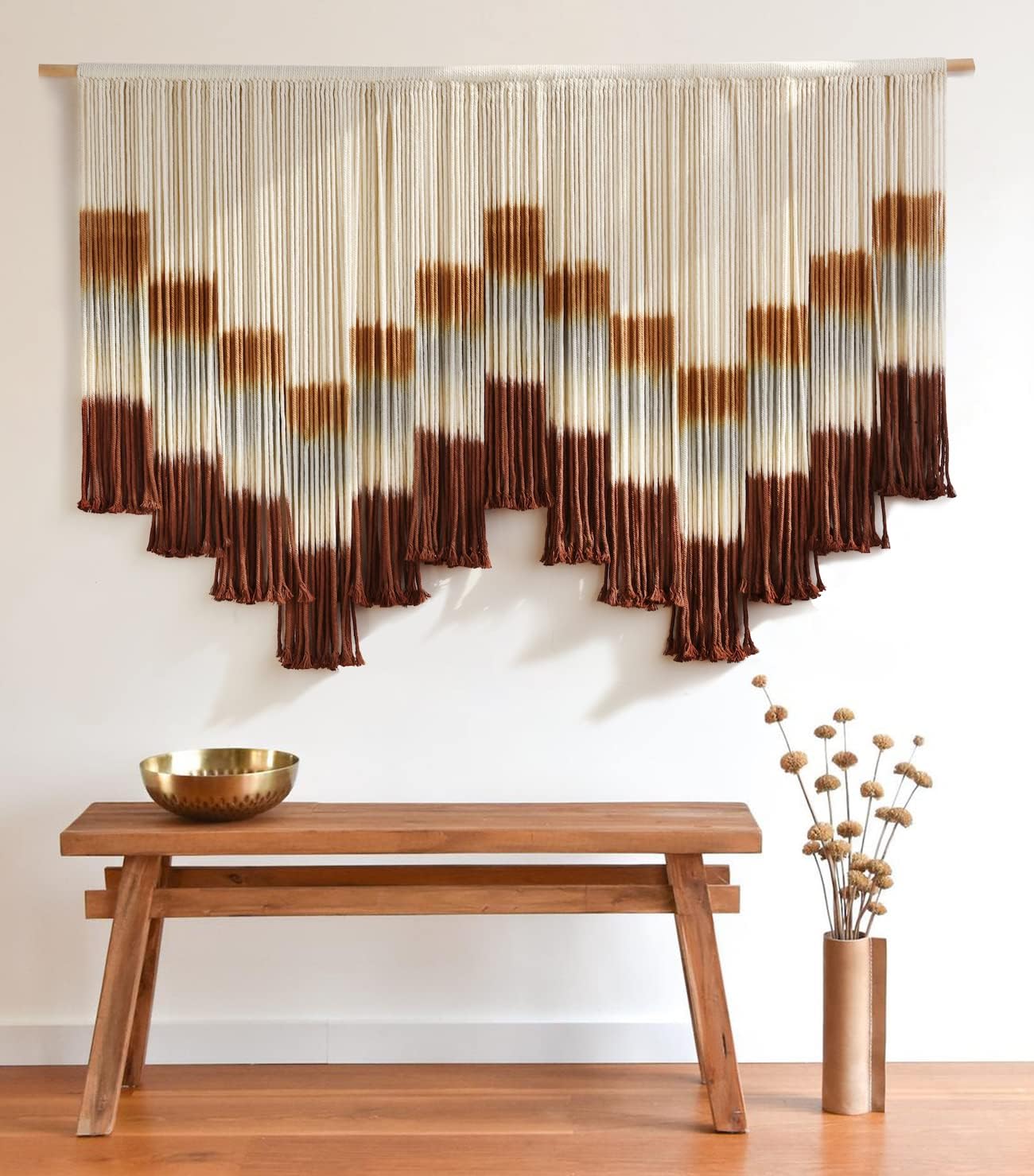 Flber Macrame Wall Hanging Tie-Dye Geometric Decor for Home