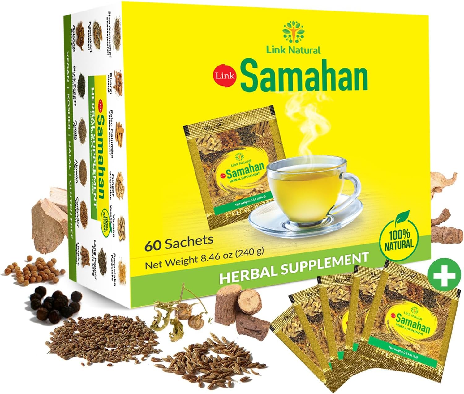 SAMAHAN Ayurvedic Herbal Tea Packets for Daily Wellness Comfort