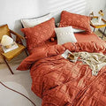 Nanko King Size Comforter Set Burnt Orange Tufted Jacquard - Cozy All