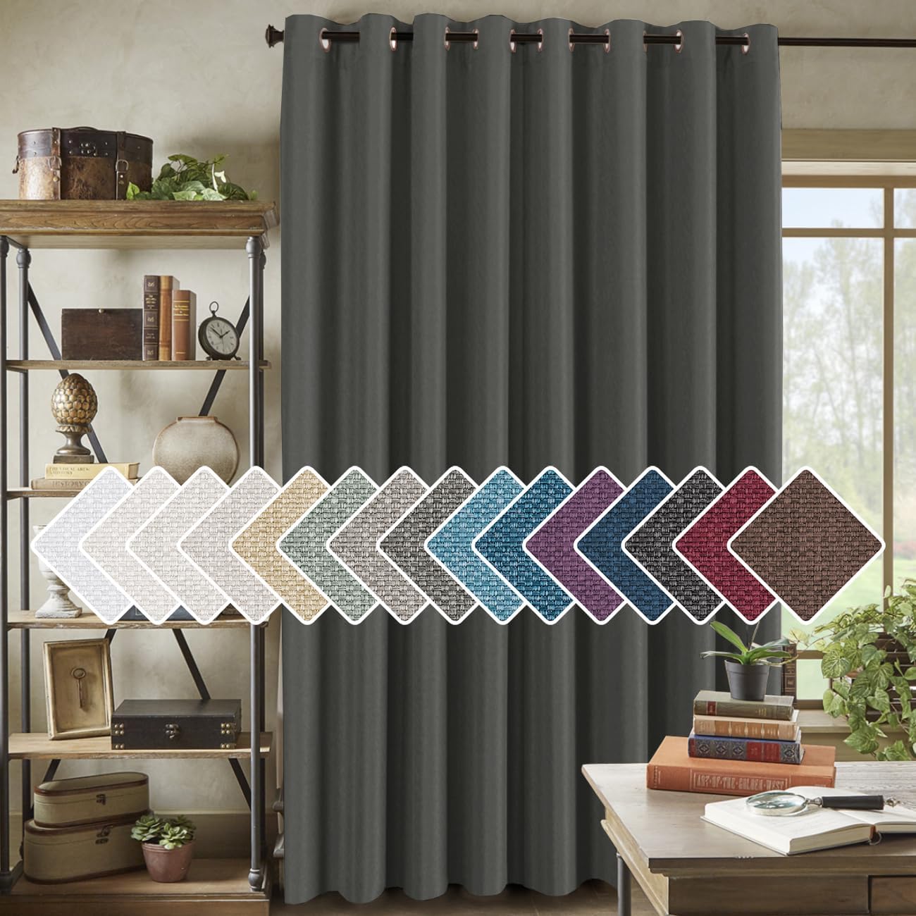 Room Darkening Linen Curtain Panels for Bedroom and Living Room