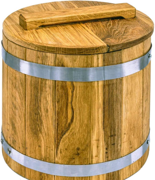 Rustic Oak Pickle Barrel - Farmhouse Charm!