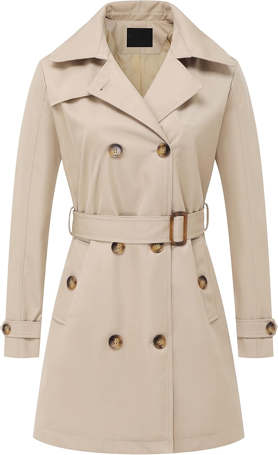 Chrisuno Women's Double Breasted Trench Coat with Removable Hood