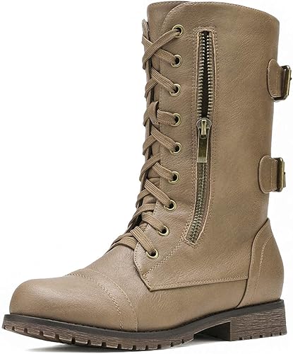 DREAM PAIRS Women's Ankle Bootie Winter Lace Up Combat Boots