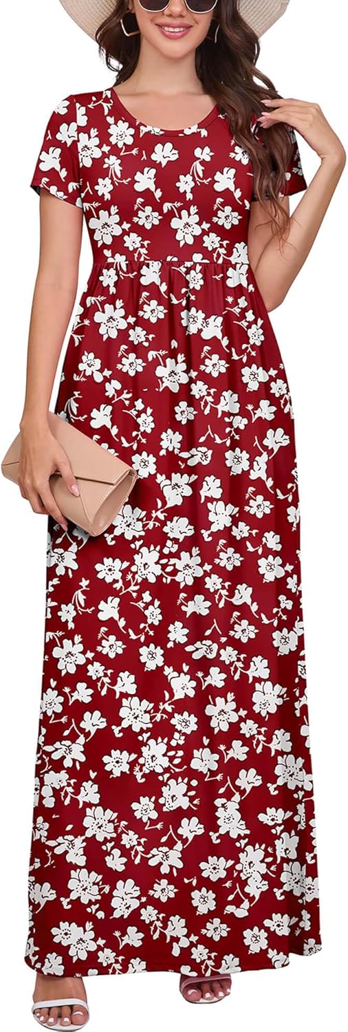 DEARCASE Casual Summer Maxi Dress with Pockets for Women