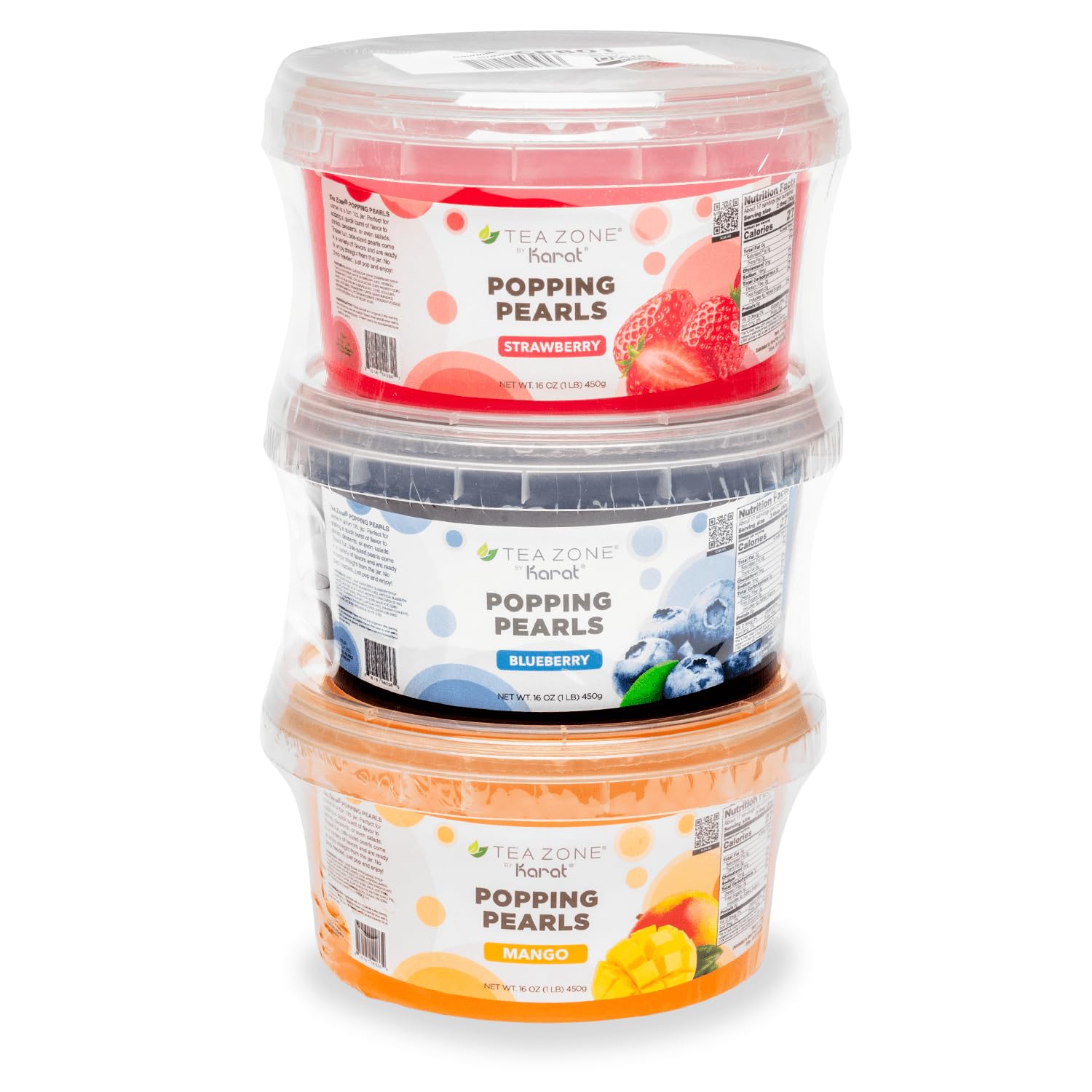 Tea Zone Popping Pearls Combo: Strawberry, Mango, Blueberry Fun