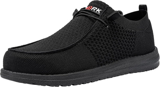 LARNMERN Slip On Steel Toe Shoes for Men - Lightweight Comfort