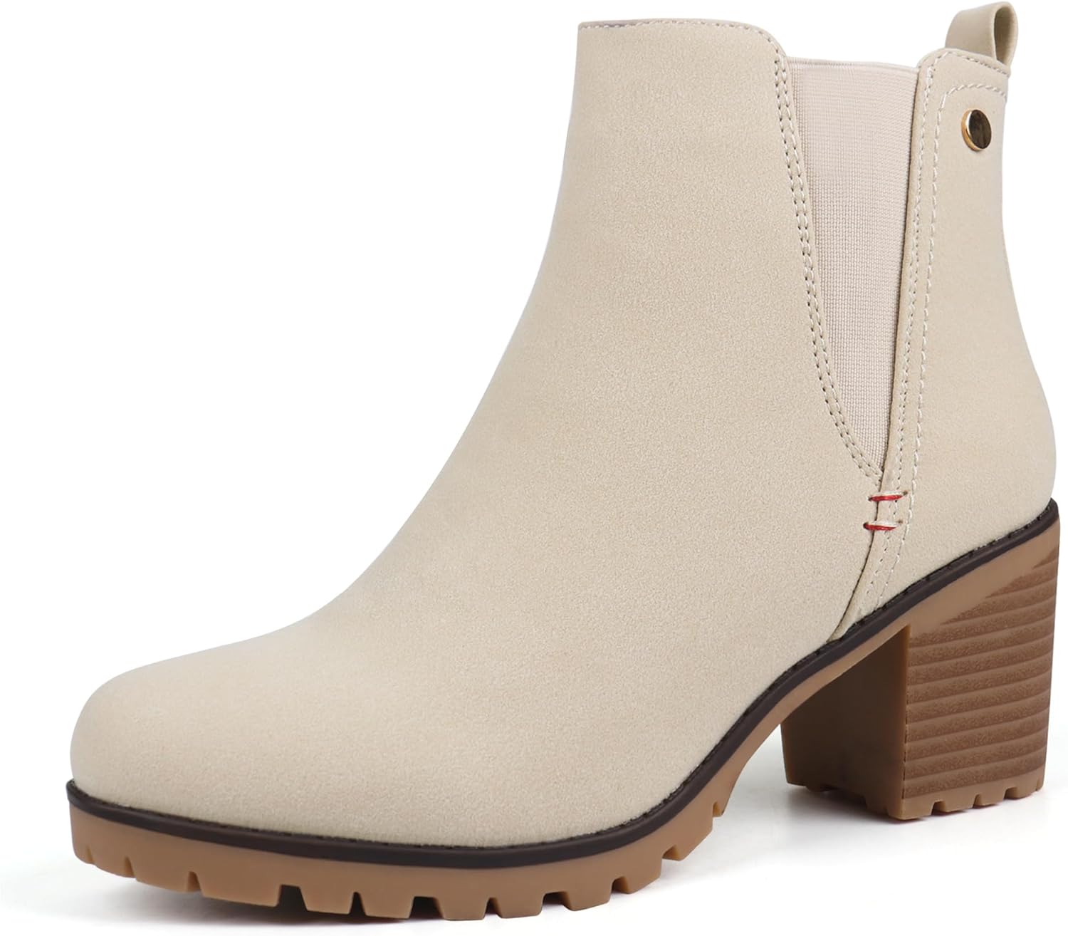 JABASIC Women Casual Ankle Booties Block Heel Chelsea Boots