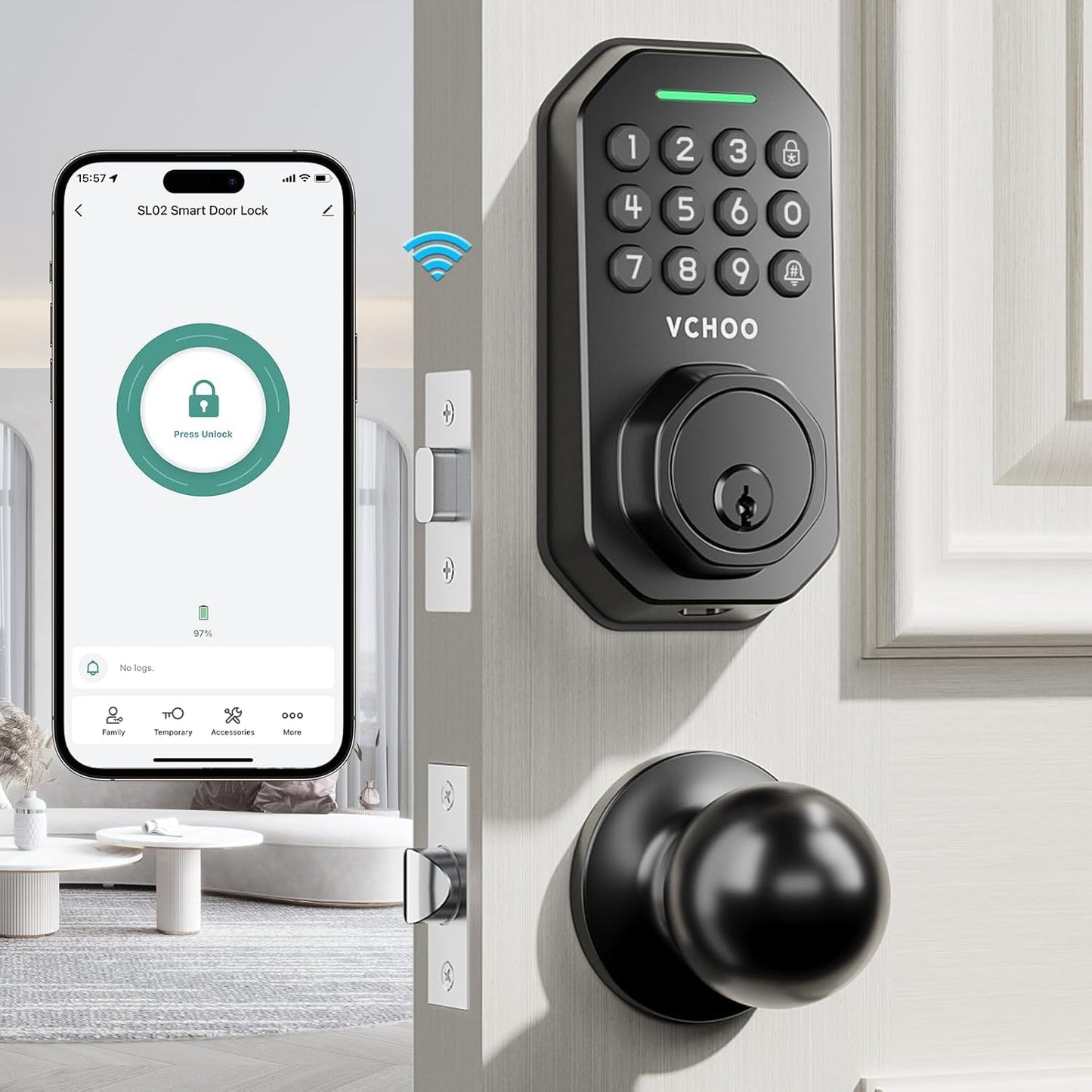 Keyless Entry Door Lock with Handle for Smart Home Security
