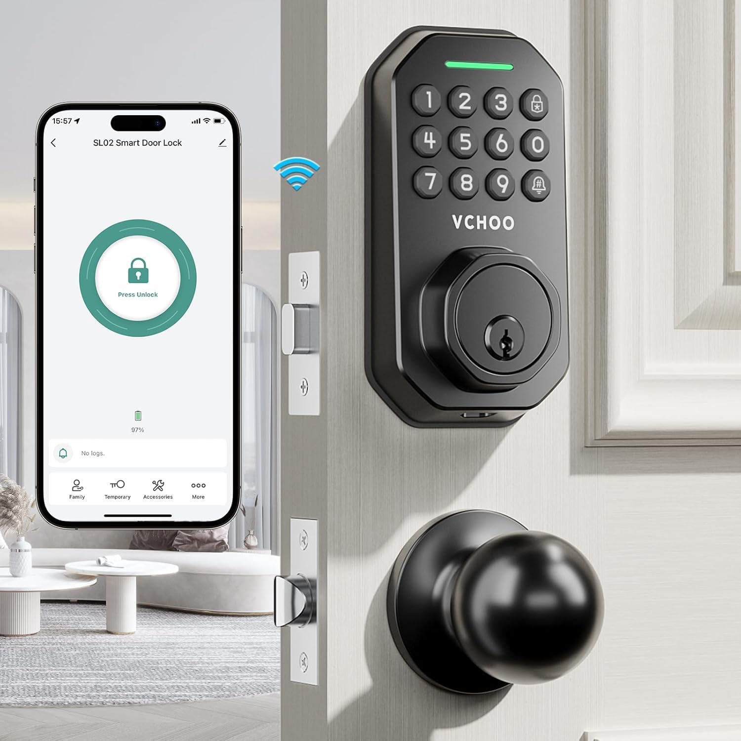 Keyless Entry Door Lock with Handle for Smart Home Security