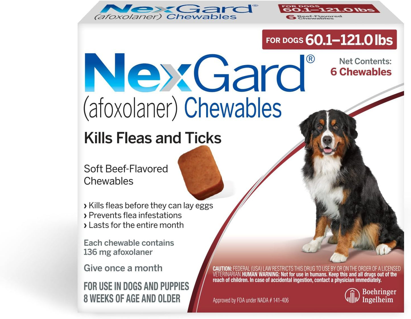 NexGard Flea and Tick Protection for Dogs 60.1 to 121 lbs
