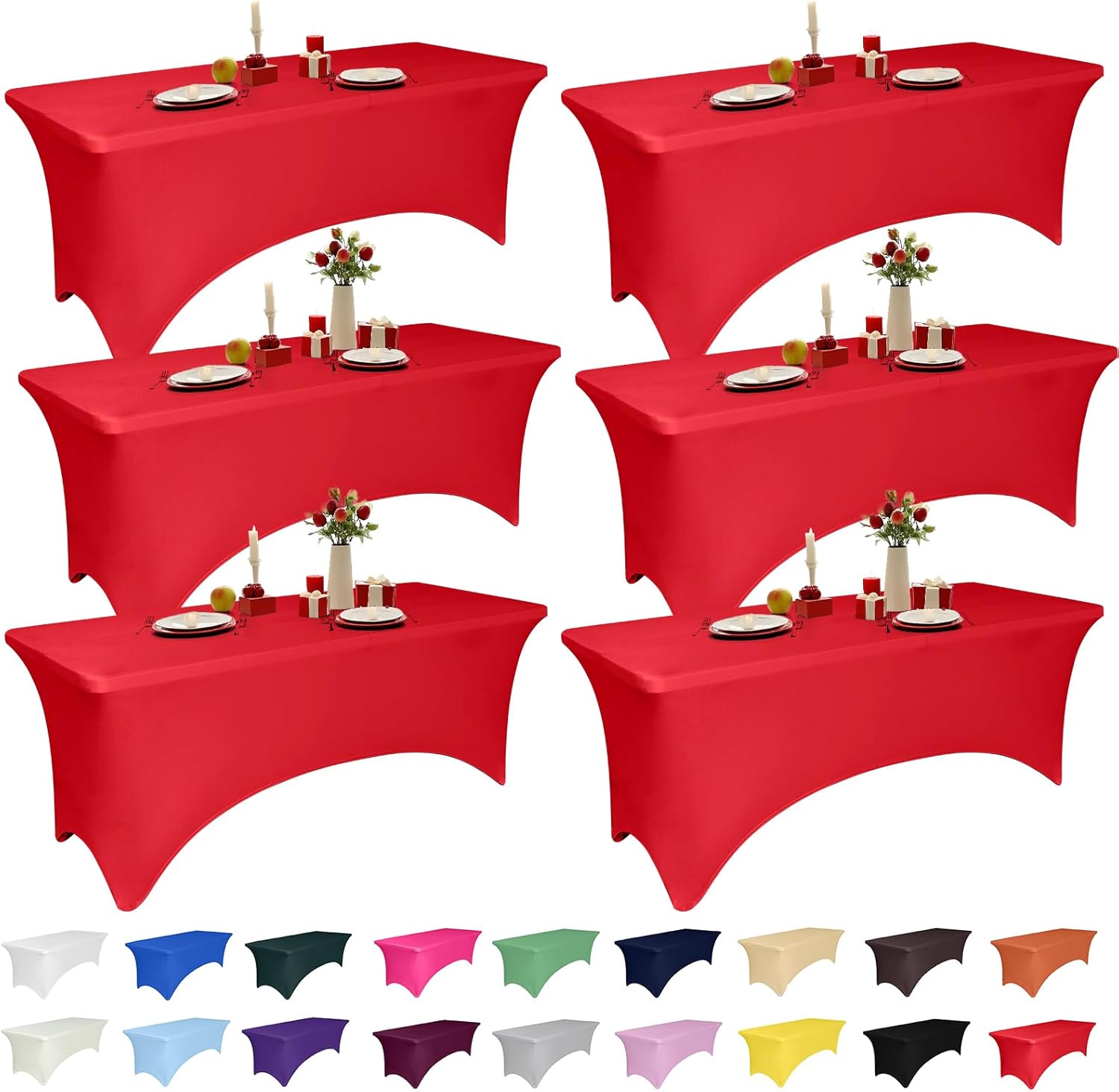 4 Feet Red Spandex Tablecloth for Events, Weddings & Parties