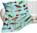 Fishing Lure Blanket Fishing Hooks Throw Blanket - Cozy Fuzzy Throw