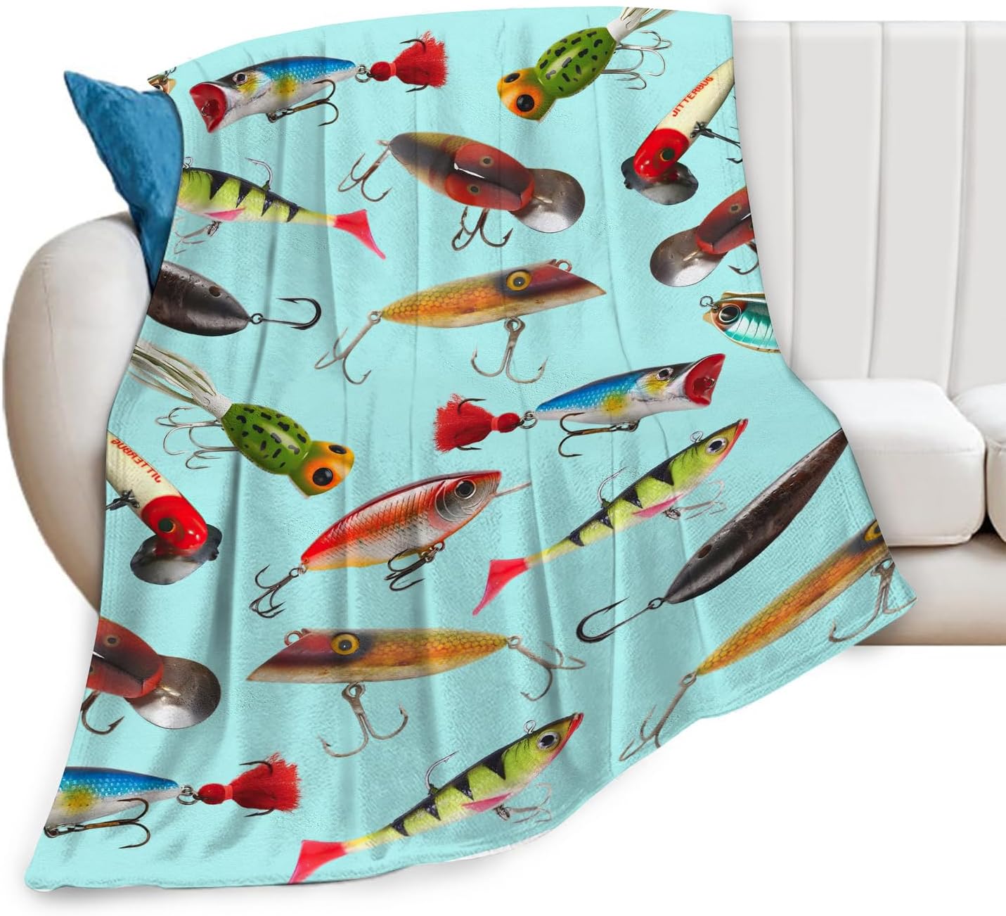 Cuddly Fishing Lover Blanket 50x40 - Cozy Gift for Home