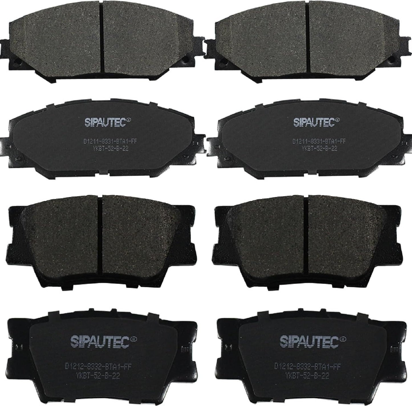 SIPAUTEC Front and Rear Ceramic Disc Brake Pads for 2013-2018 RAV4