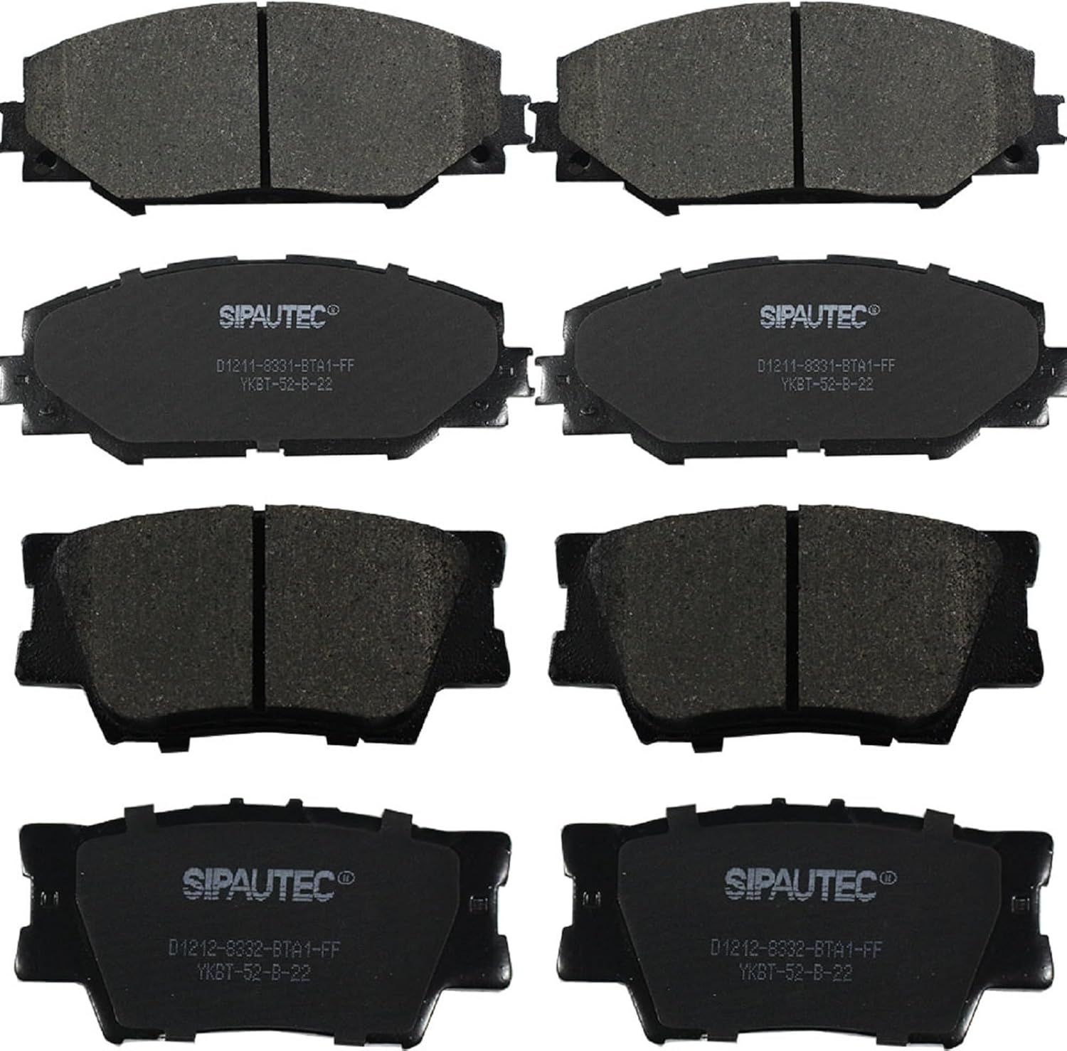 SIPAUTEC Front and Rear Ceramic Disc Brake Pads for 2013-2018 RAV4