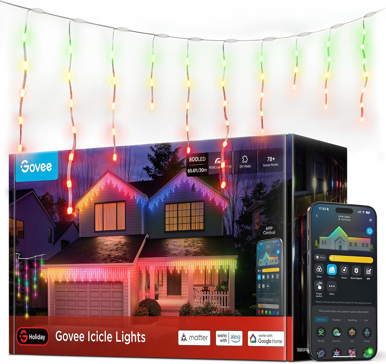Govee Icicle Lights: Smart RGBIC Christmas Lights for Outdoors