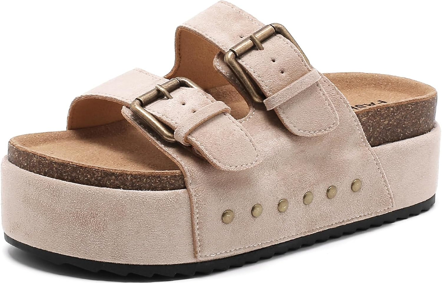 Women's Platform Clogs Sandals with Comfort Double Buckles
