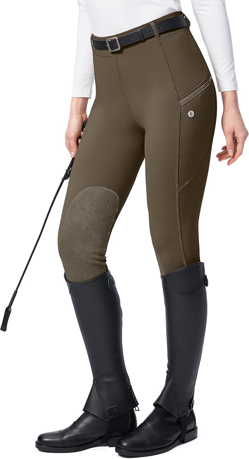 SANTINY Women's Equestrian Breeches with Zipper Pockets