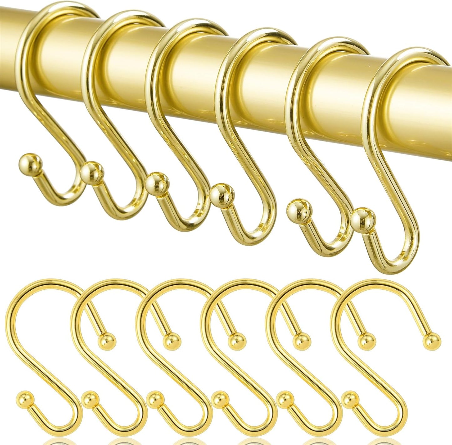 Set of 12 Golden Rust-Proof Shower Hooks