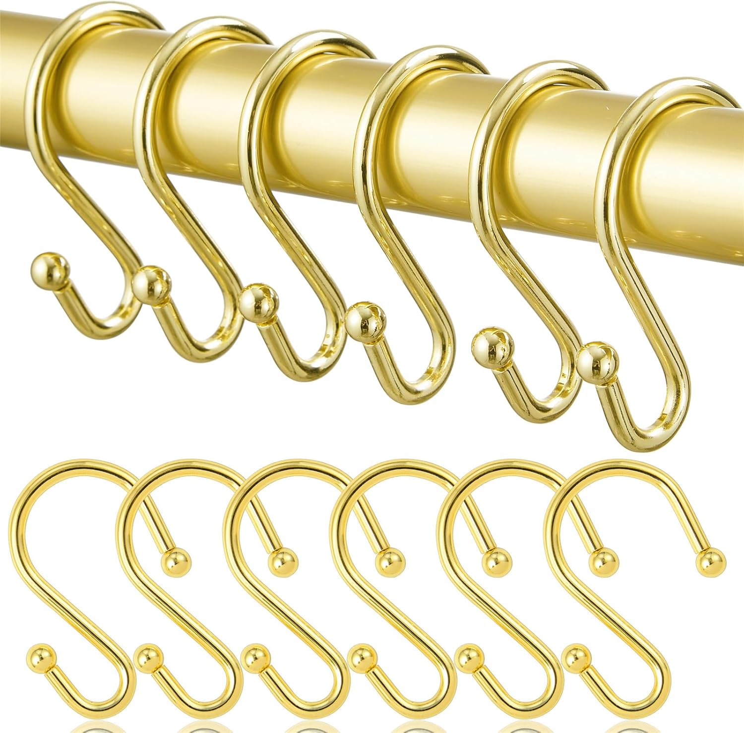Set of 12 Golden Rust-Proof Shower Hooks