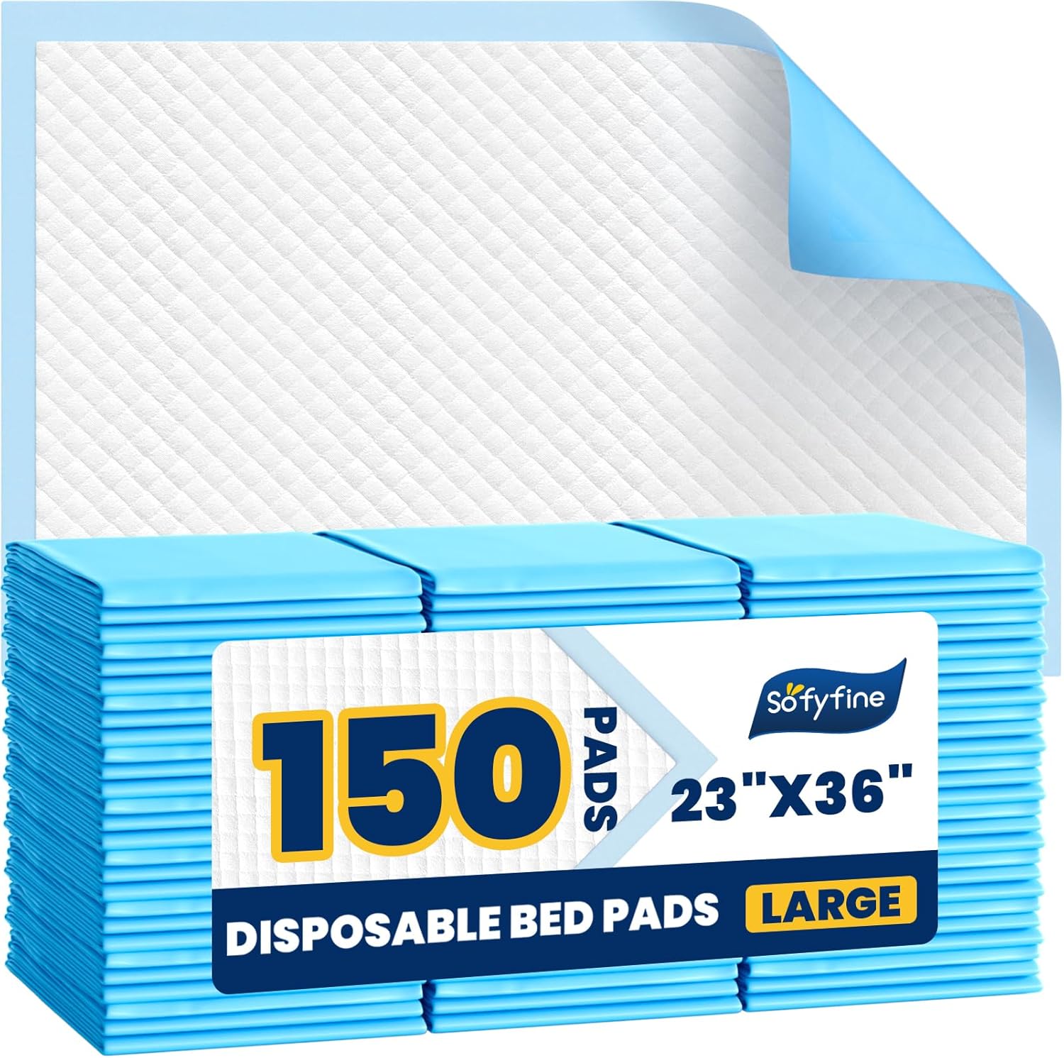 150 Count Disposable Bed Pads for Adults and Kids Incontinence
