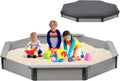 85in x 78in x 9in Octagon Sandbox with Cover - Large Wood Sandpit