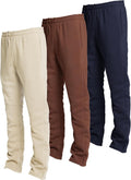 Mens Open Bottom Sweatpants 3-Pack - Lightweight Terry Lounge Pants