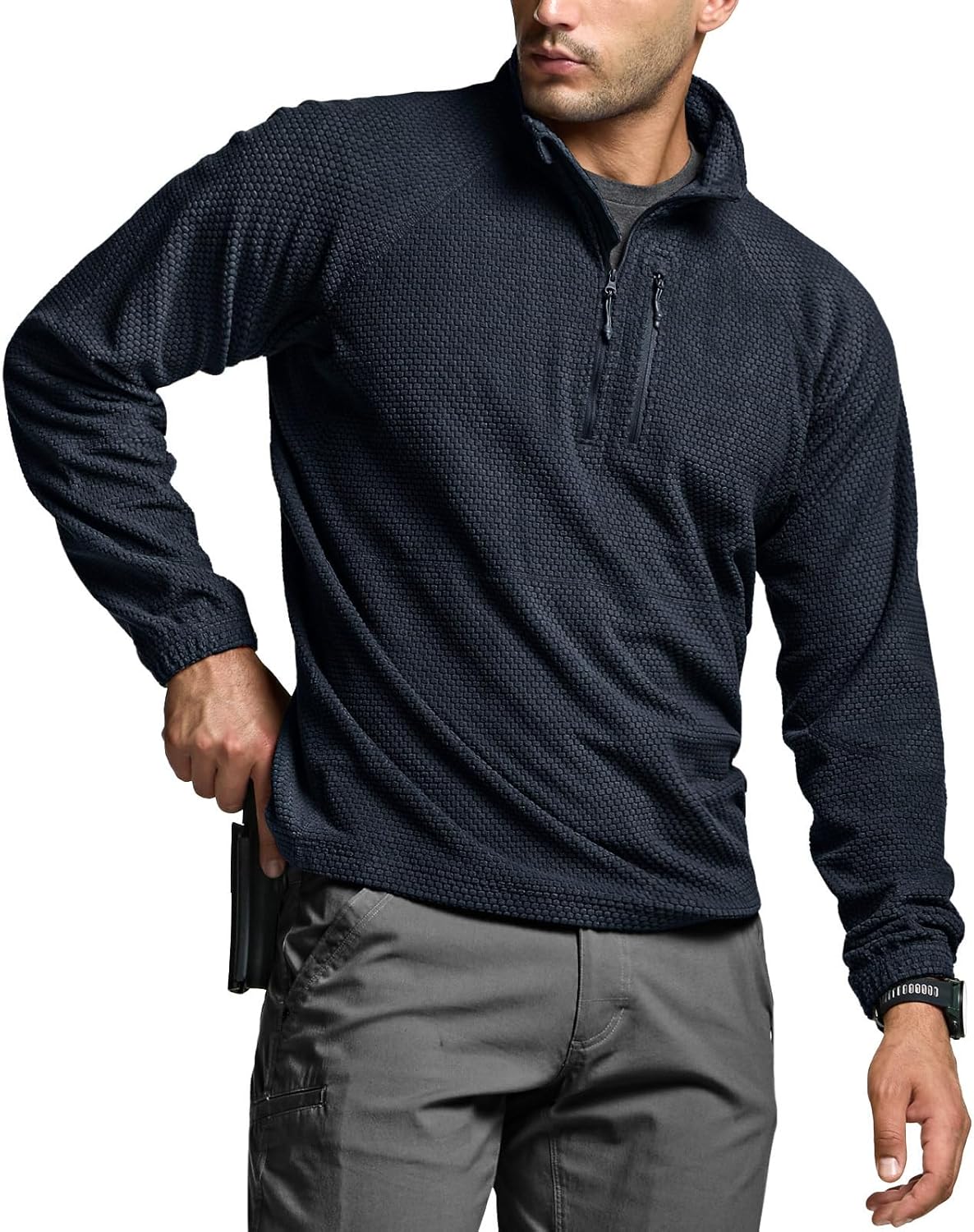 CQR Men's Quarter Zip Utility Fleece Pullover for Outdoor Use