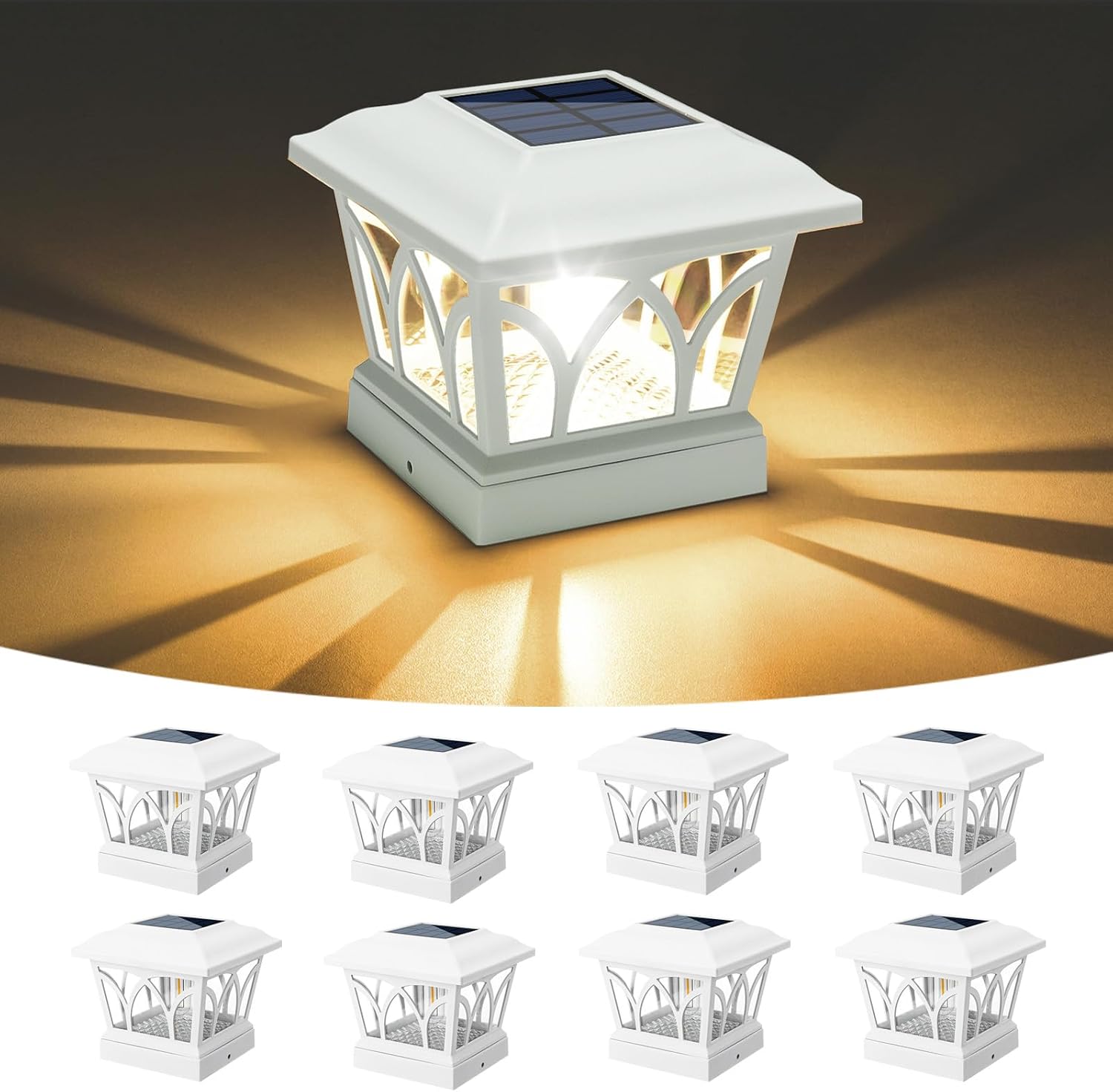 VOLISUN Solar Post Cap Lights Outdoor 8Pack with Edison Bulbs