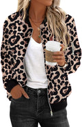 Women Bomber Jacket Lightweight Zip Up Coat with Pockets - Casual