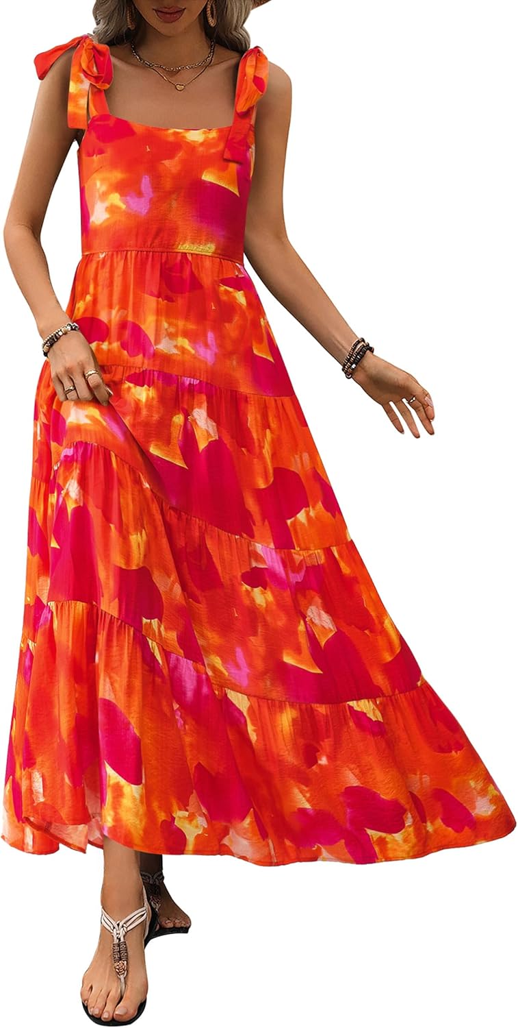 PRETTYGARDEN Summer Floral Maxi Dress for Women 2025 Casual