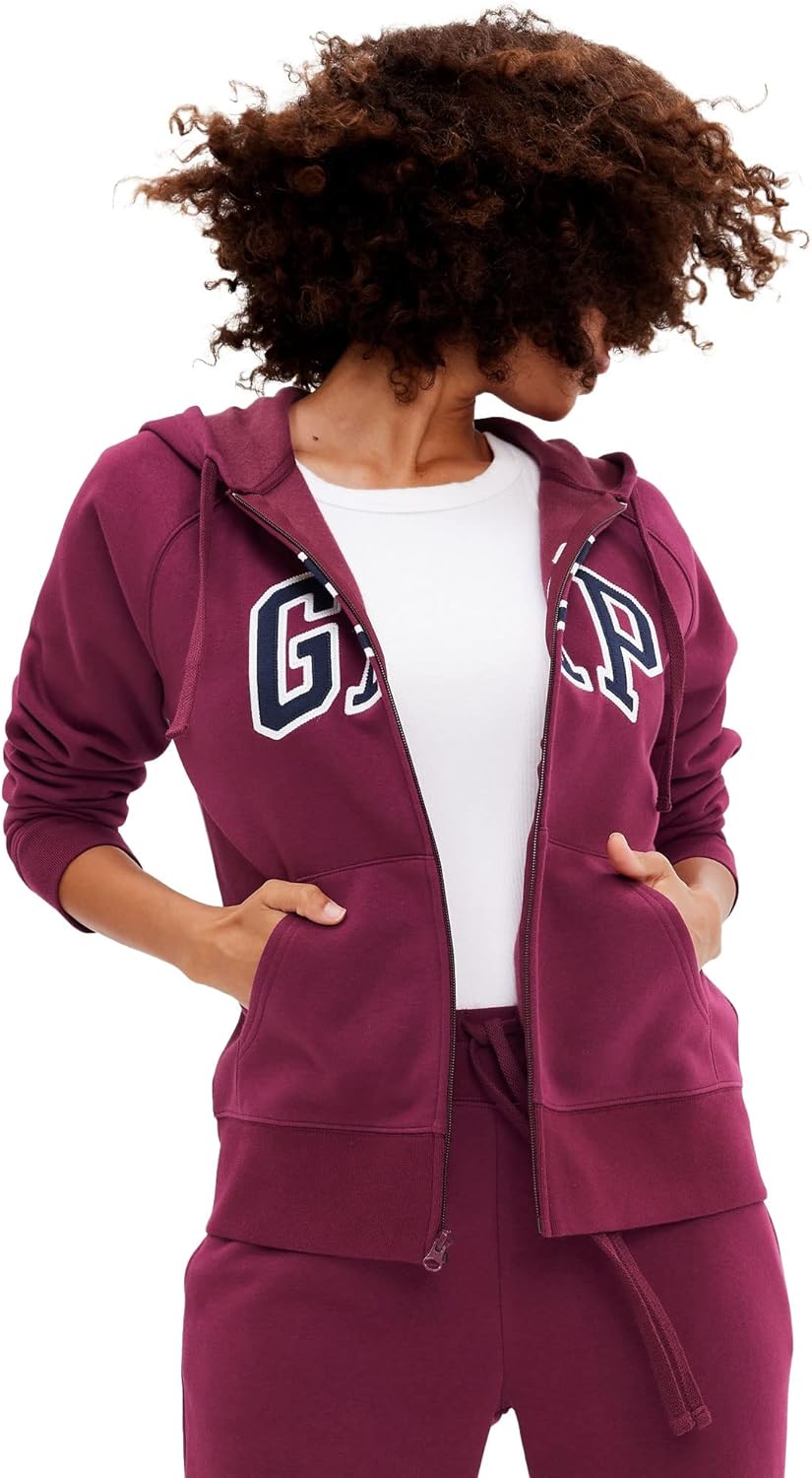 GAP Women's Logo Hoodie Full Zip Sweatshirt for Cozy Comfort