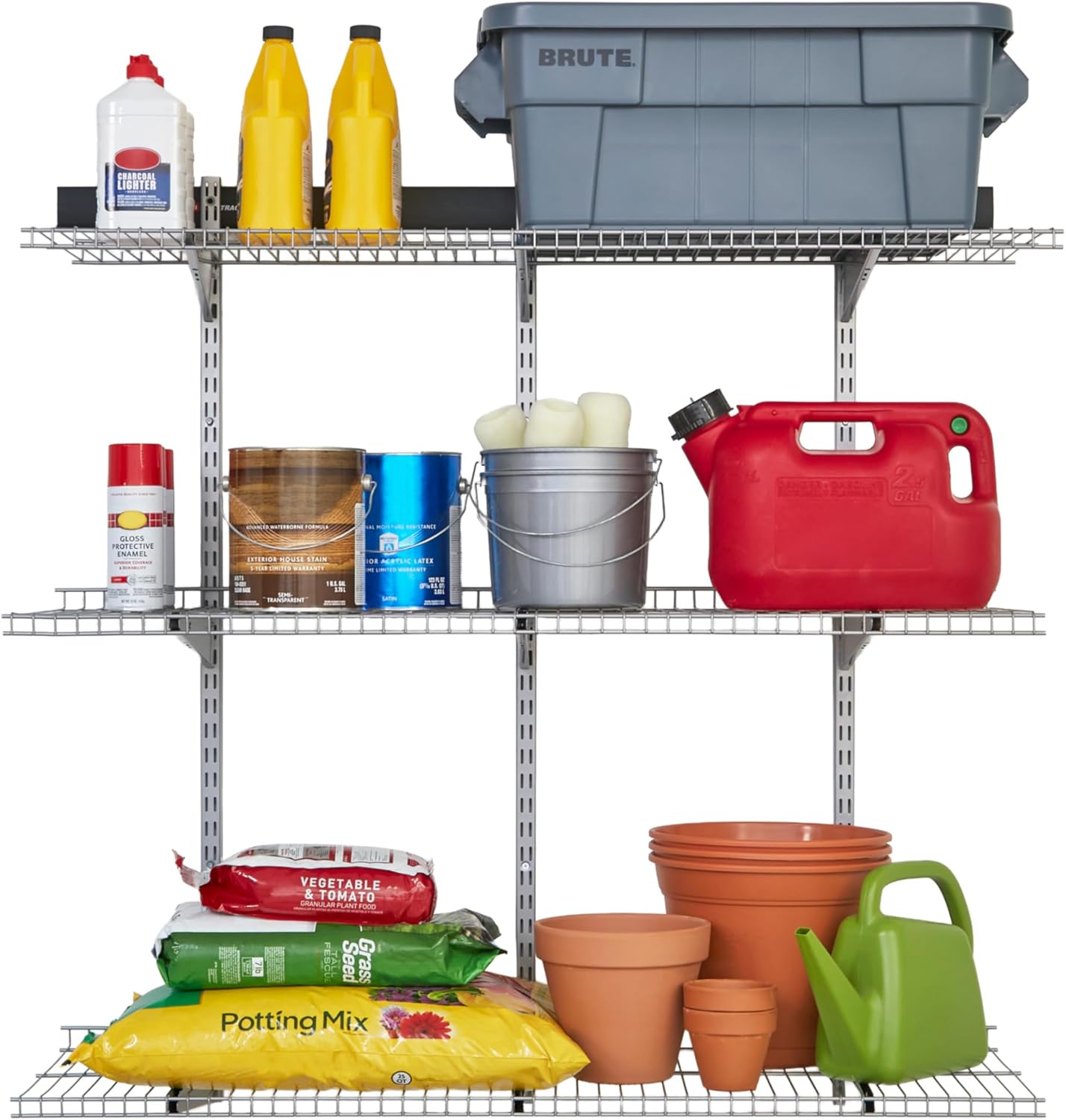 Rubbermaid Fasttrack Rail Storage 3-Shelf Kit for Home Organization