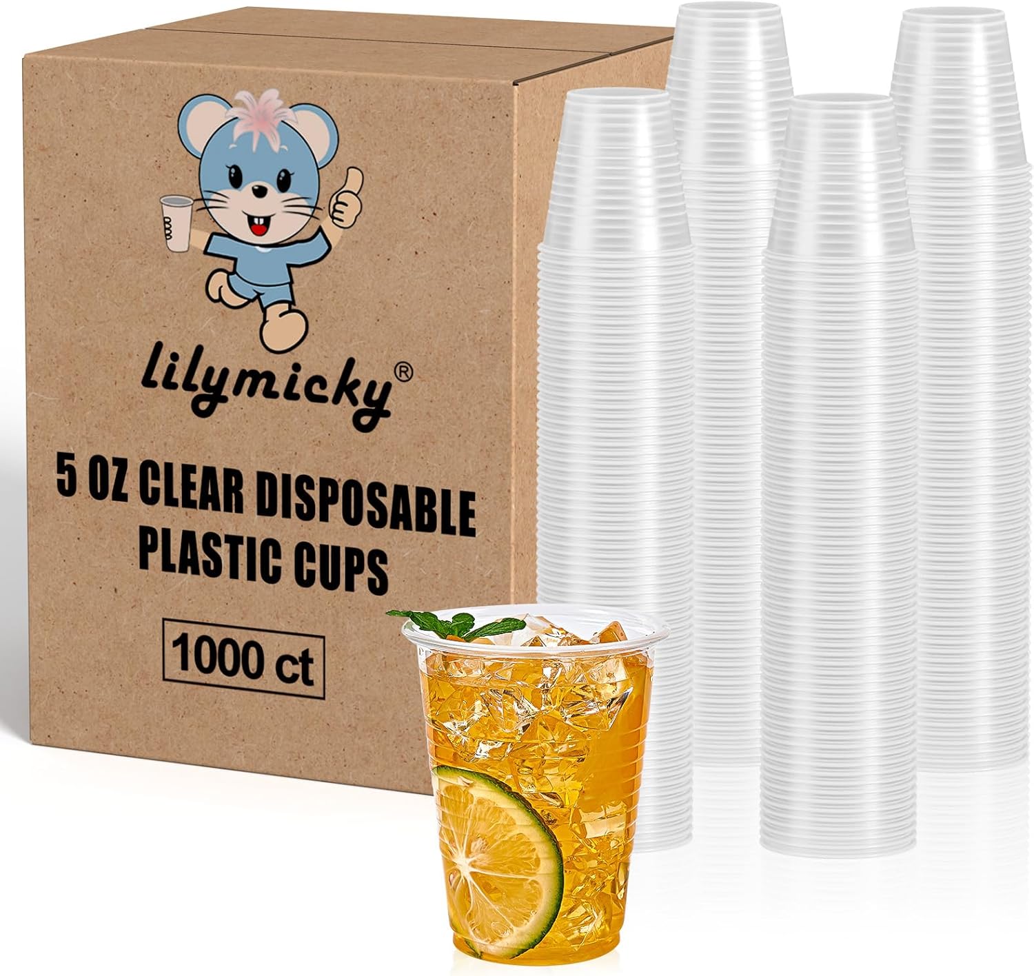 5 oz Clear Plastic Cups for Tasting and Party Use - 1000 Pack