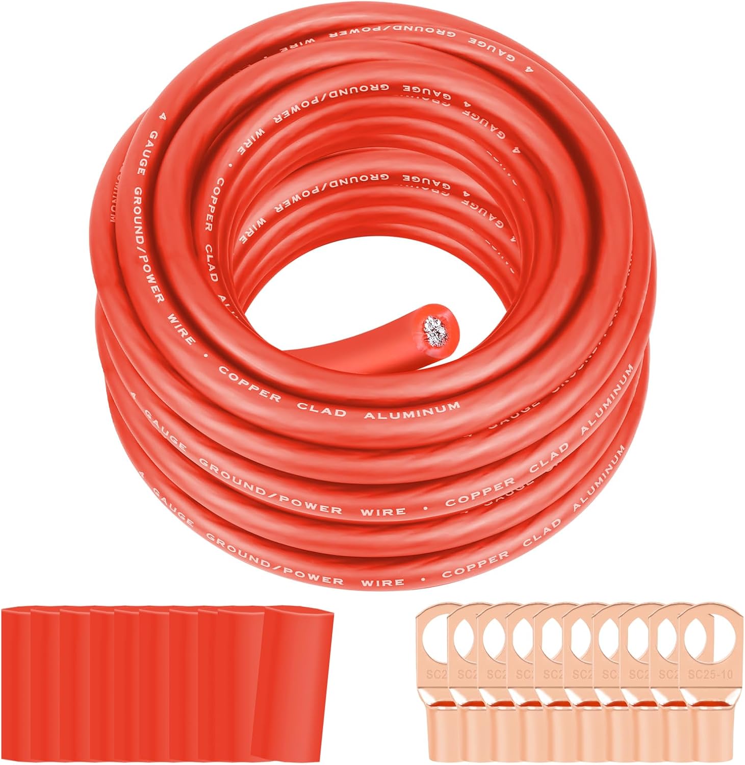 4 Gauge Wire 50FT Red True Spec Power Ground Cable for Auto Use
