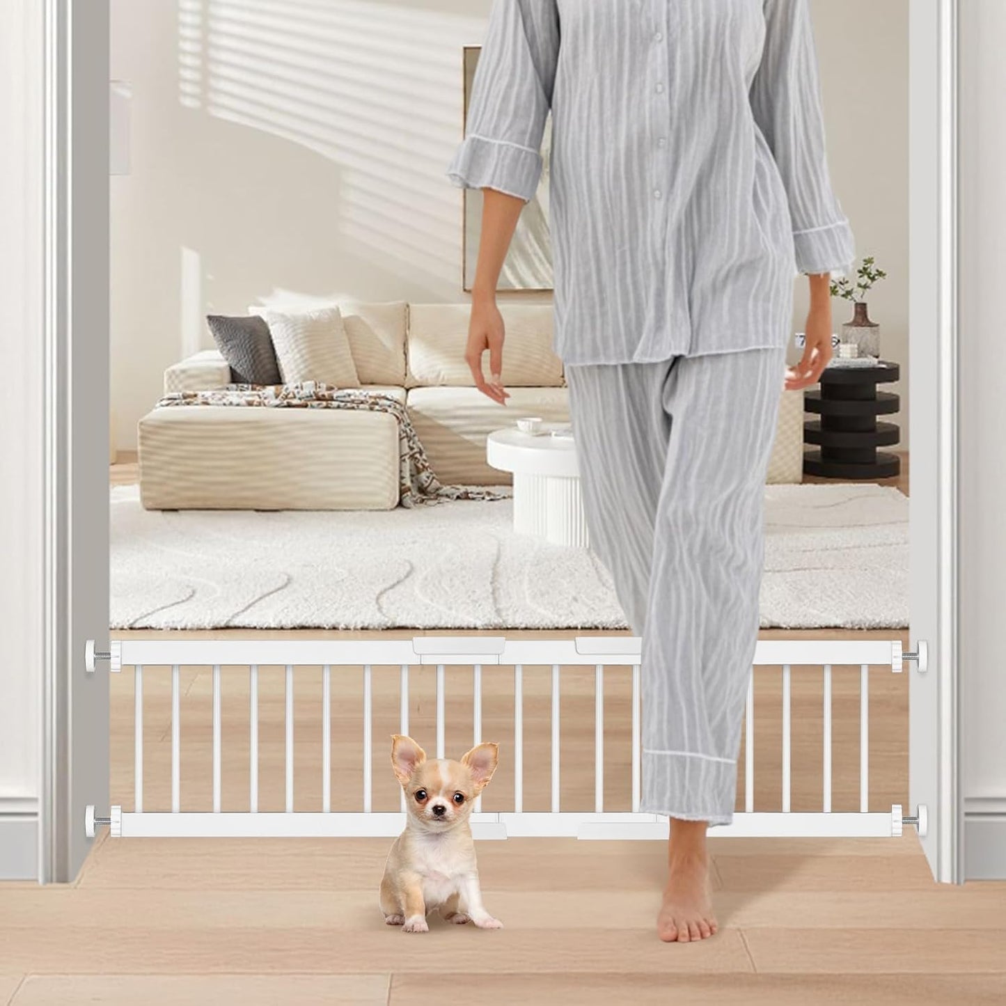 Adjustable Extra Wide Metal Short Dog Gate for Small Pets