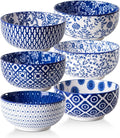 Ceramic Soup Bowls Set 23 oz Deep Cereal Bowls - Vintage Blue